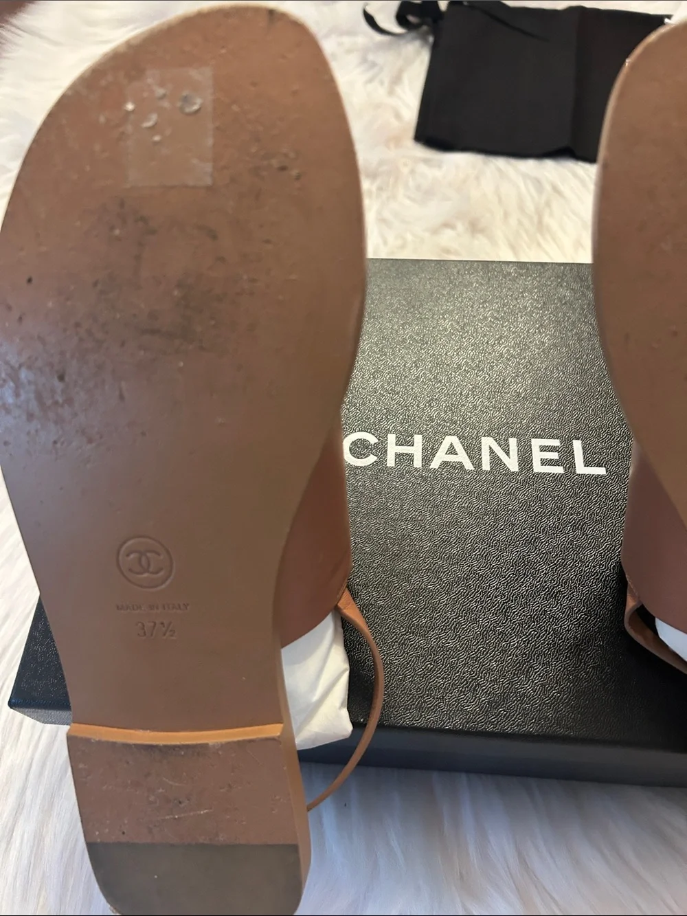 CHANEL tan leather